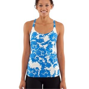 Lululemon Free to Be Tank in White/Blue Laceoflage S
